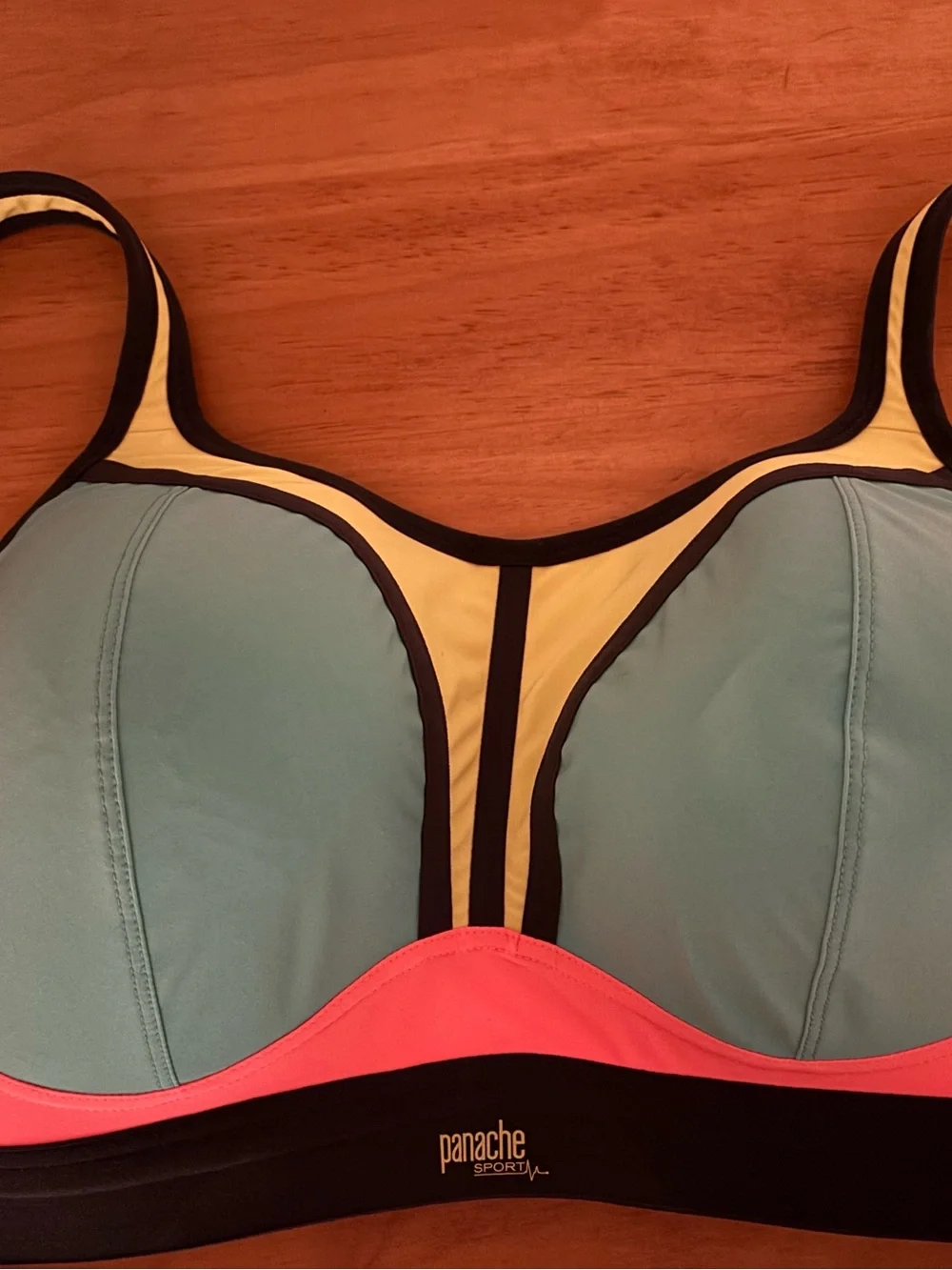Panache Sports Bra no underwire.  Solid support, colorful, and stylish.